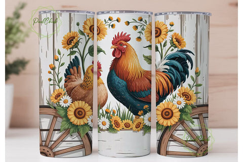 Rustic Farmhouse Chickens 20oz Tumbler Sublimation PixelChick 