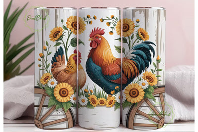 Rustic Farmhouse Chickens 20oz Tumbler Sublimation PixelChick 