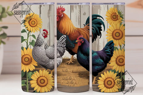 Rustic Farmhouse Chickens 20oz Tumbler Sublimation sassyprint 