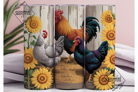 Rustic Farmhouse Chickens 20oz Tumbler Sublimation sassyprint 