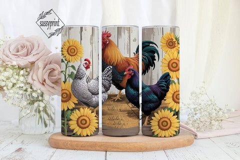 Rustic Farmhouse Chickens 20oz Tumbler Sublimation sassyprint 