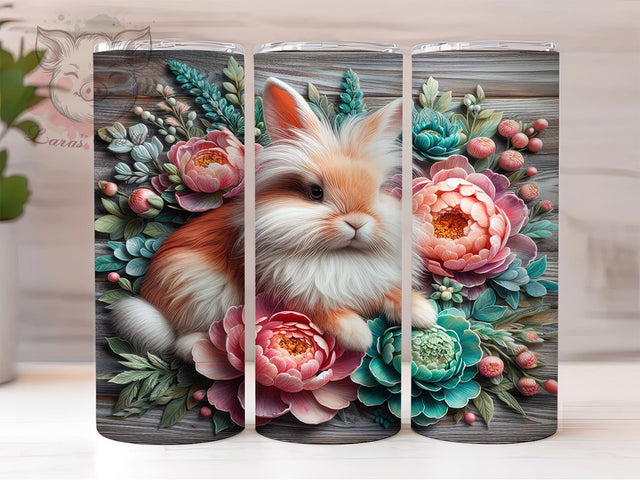 Rustic Farmhouse Floral Bunny Tumbler, Floral Rabbit Tumbler, Farmhouse Bunny Wrap, Baby Rabbit Wrap, Stylish 20oz Wrap, Sublimation Design, Trendy Gift Idea Sublimation Lara' s Designs 