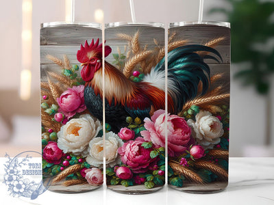 Rustic Farmhouse Rooster Tumbler, Farmhouse Country Tumbler, Stylish 20oz Wrap, Sublimation Design, Trendy Gift Idea, Chicken Floral Wrap, Country Farmhouse Tumbler Sublimation ToriDesigns 