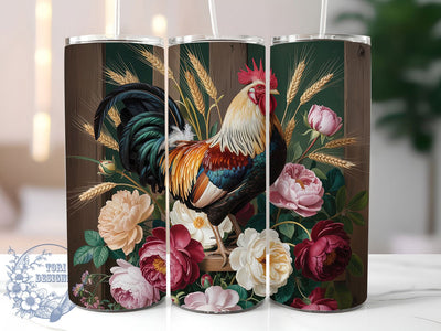 Rustic Farmhouse Rooster Tumbler, Farmhouse Country Tumbler, Stylish 20oz Wrap, Sublimation Design, Trendy Gift Idea, Chicken Floral Wrap, Country Farmhouse Tumbler Sublimation ToriDesigns 
