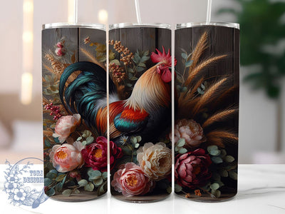 Rustic Farmhouse Rooster Tumbler, Farmhouse Country Tumbler, Stylish 20oz Wrap, Sublimation Design, Trendy Gift Idea, Chicken Floral Wrap, Country Farmhouse Tumbler Sublimation ToriDesigns 