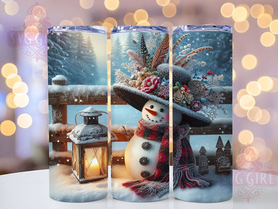 Rustic Farmhouse Snowman Christmas Tumbler, Farmhouse Christmas Wrap, Winter Lantern Sublimation, Ms Snowman Cup Design, 20Oz Skinny Tumbler Wrap, Country Holiday Mug, Rustic Christmas Decor Sublimation SvggirlplusArt 