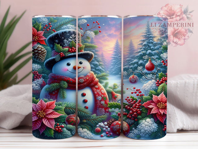 Rustic Farmhouse Snowman Tumbler, Winter Christmas Wrap, 20Oz Skinny Tumbler, Farmhouse Holiday Sublimation, Vintage Snowman Design, Cozy Winter Tumbler, Country Christmas Wrap Sublimation Li Zamperini 