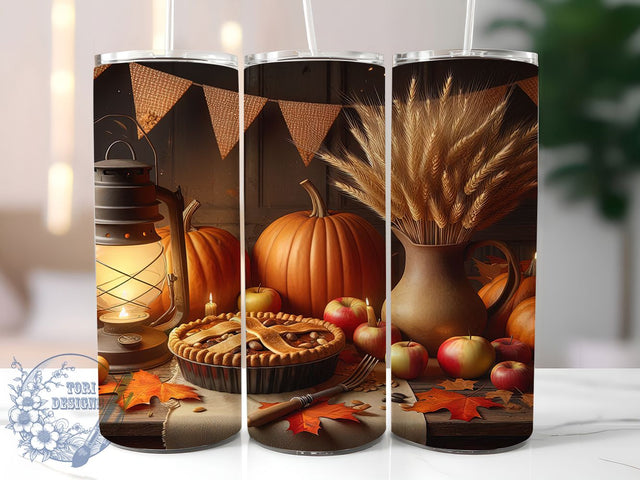 Rustic Farmhouse Thanksgiving Tumbler, Thanksgiving Tumbler Design, 20oz Sublimation Wrap, Rustic Holiday Drinkware, Autumn Harvest Tumbler, Pumpkin Fall Design, Country Style Wrap Sublimation ToriDesigns 