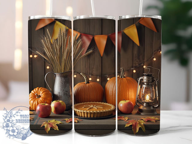 Rustic Farmhouse Thanksgiving Tumbler, Thanksgiving Tumbler Design, 20oz Sublimation Wrap, Rustic Holiday Drinkware, Autumn Harvest Tumbler, Pumpkin Fall Design, Country Style Wrap Sublimation ToriDesigns 