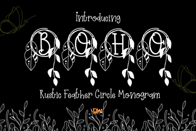 Rustic Feather Circle Monogram Font Dm Letter Studio 