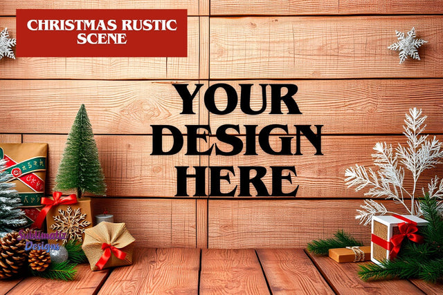 Rustic Festive Scene Background Mock Up Photo Sublimatiz Designs 