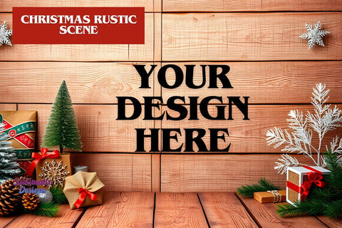 Rustic Festive Scene Background Mock Up Photo Sublimatiz Designs 