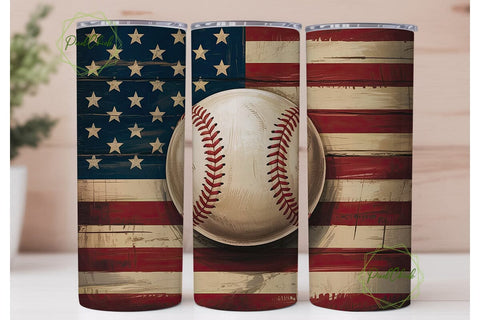 Rustic Flag Baseball Tumbler Wrap PNG Sublimation PixelChick 
