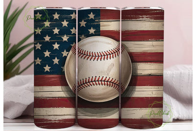 Rustic Flag Baseball Tumbler Wrap PNG Sublimation PixelChick 