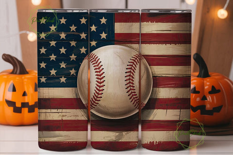 Rustic Flag Baseball Tumbler Wrap PNG Sublimation PixelChick 