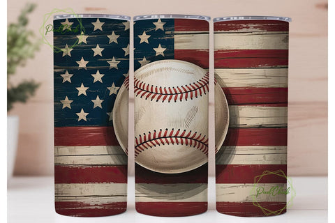 Rustic Flag Baseball Tumbler Wrap PNG Sublimation PixelChick 