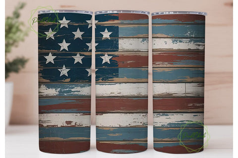 Rustic Flag Distressed Wood 20oz Tumbler Sublimation PixelChick 