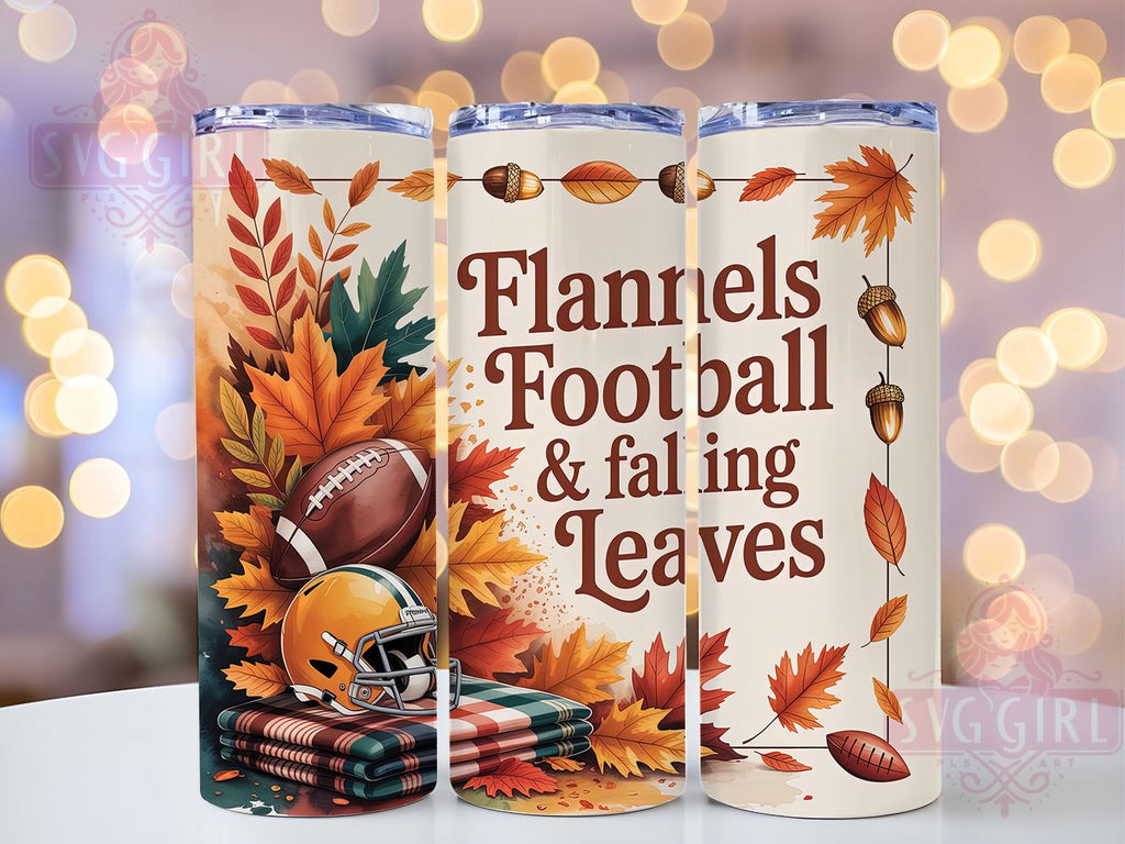 Rustic Flannel Football Fall Tumbler, Country Flannel Wrap, Football ...