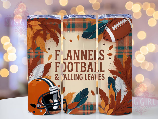 Rustic Flannel Football Fall Tumbler, Country Flannel Wrap, Football Fall Cup, 20oz Sublimation, Autumn Leaves Mug, Farmhouse Fall Tumbler, Cozy Country Drinkware Sublimation SvggirlplusArt 