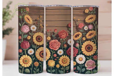 Rustic Floral 20oz Tumbler Wrap Sublimation PixelChick 