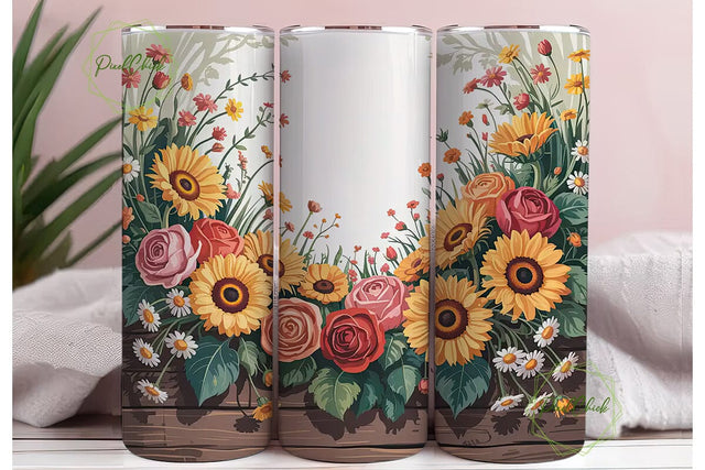 Rustic Floral 20oz Tumbler Wrap Sublimation PixelChick 