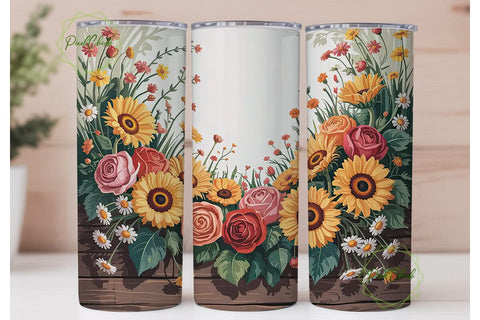 Rustic Floral 20oz Tumbler Wrap Sublimation PixelChick 