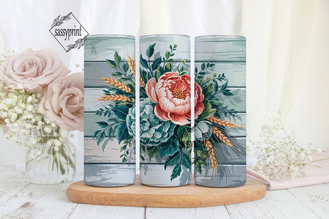 Rustic Floral 20oz Tumbler Wrap Sublimation sassyprint 