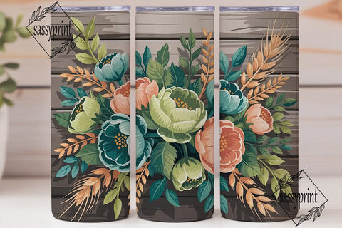 Rustic Floral 20oz Tumbler Wrap Sublimation sassyprint 