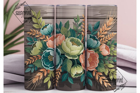 Rustic Floral 20oz Tumbler Wrap Sublimation sassyprint 