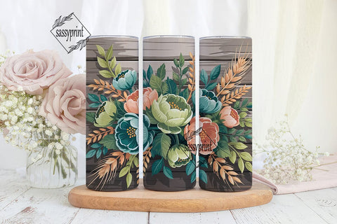 Rustic Floral 20oz Tumbler Wrap Sublimation sassyprint 