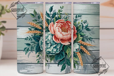 Rustic Floral 20oz Tumbler Wrap Sublimation sassyprint 