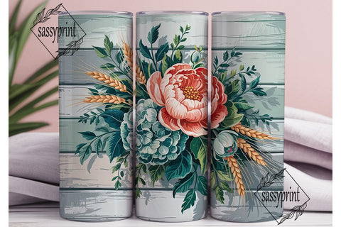 Rustic Floral 20oz Tumbler Wrap Sublimation sassyprint 