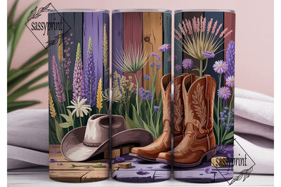Rustic Floral Boots 20oz Tumbler Wrap Sublimation sassyprint 