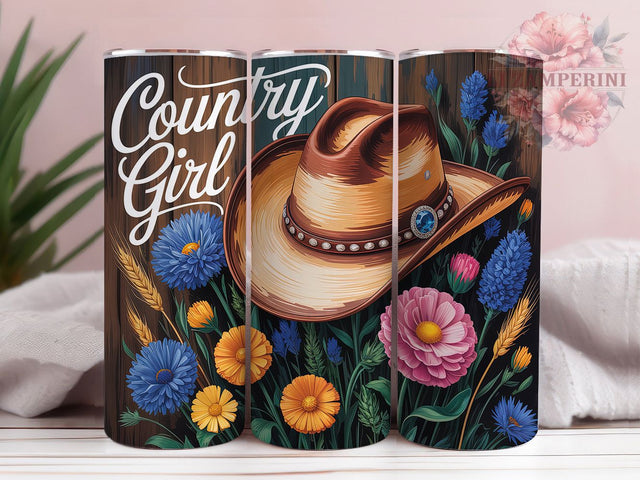 Rustic Floral Cowgirl Tumbler, Rustic Western Tumbler, Floral Cowgirl 20oz Wrap, Sublimation Design, Stylish Gift Idea, Western Cowgirl Wrap, Country Floral Tumbler Sublimation Li Zamperini 