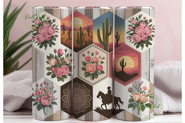 Rustic Floral Desert 20oz Tumbler Wrap Sublimation PixelChick 