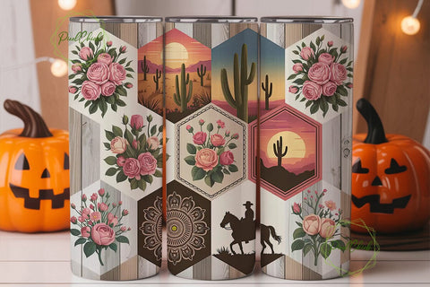 Rustic Floral Desert 20oz Tumbler Wrap Sublimation PixelChick 