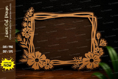 Rustic Floral Frame Laser Cut SVG Design SVG Regulrcrative 