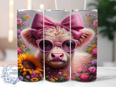 Rustic Floral Highland Cow Tumbler, Cute Cow Tumbler, Spring Sunflower Wrap, Rustic Cow Wrap, Adorable Floral Wrap, Sublimation Design, Trendy Gift Idea Sublimation ToriDesigns 