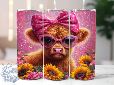 Rustic Floral Highland Cow Tumbler, Cute Cow Tumbler, Spring Sunflower Wrap, Rustic Cow Wrap, Adorable Floral Wrap, Sublimation Design, Trendy Gift Idea Sublimation ToriDesigns 