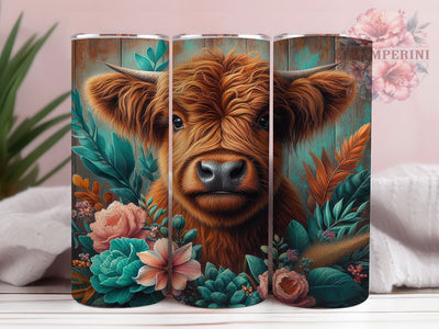 Rustic Floral Highland Cow Tumbler, Highland Cow Tumbler, Western Country 20oz Wrap, Sublimation Design, Stylish Gift Idea, Country Cow Wrap, Western Floral Tumbler Sublimation Li Zamperini 
