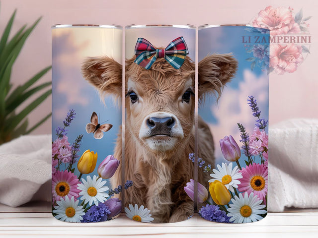 Rustic Floral Highland Cow Tumbler, Spring Cow Tumbler, Rustic Farm Wrap, Floral Cow Wrap, Country Cowgirl Wrap, Sublimation Design, Trendy Gift Idea Sublimation Li Zamperini 