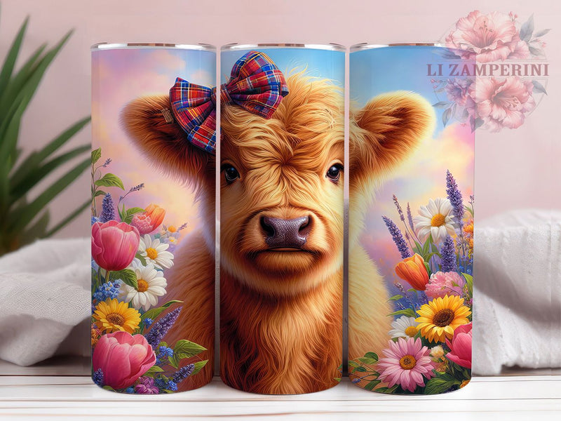 Rustic Floral Highland Cow Tumbler, Spring Cow Tumbler, Rustic Farm Wrap, Floral Cow Wrap, Country Cowgirl Wrap, Sublimation Design, Trendy Gift Idea Sublimation Li Zamperini 