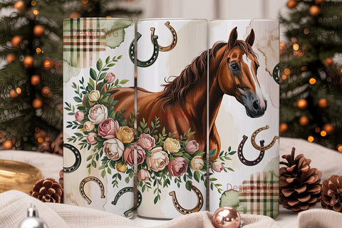 Rustic Floral Horse 20oz Tumbler Wrap Sublimation DesignSVG 