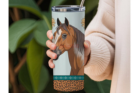 Rustic Floral Horse 20oz Tumbler Wrap Sublimation DesignSVG 