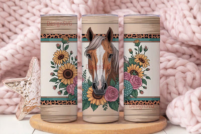 Rustic Floral Horse 20oz Tumbler Wrap Sublimation DesignSVG 