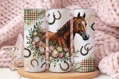 Rustic Floral Horse 20oz Tumbler Wrap Sublimation DesignSVG 