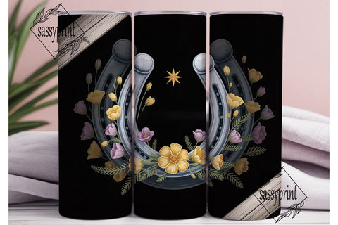 Rustic Floral Horseshoe 20oz Tumbler Sublimation sassyprint 