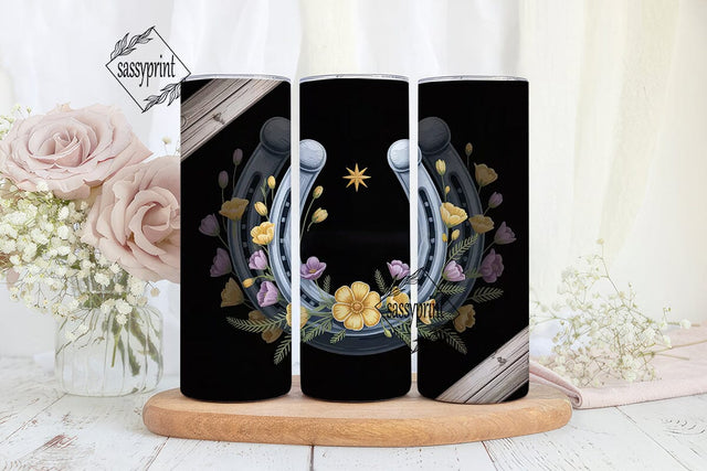 Rustic Floral Horseshoe 20oz Tumbler Sublimation sassyprint 