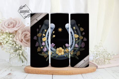 Rustic Floral Horseshoe 20oz Tumbler Sublimation sassyprint 