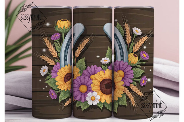 Rustic Floral Horseshoe 20oz Tumbler Sublimation sassyprint 